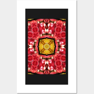 Geometric pattern of yellow and red roses Posters and Art